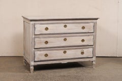 French 19th C. Neoclassical Commode, Grey Finish w/Brass Hardware