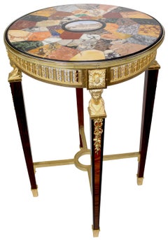 French 19th C. Neoclassical Ormolu & Micromosaic, Mable Specimen Guéridon Table