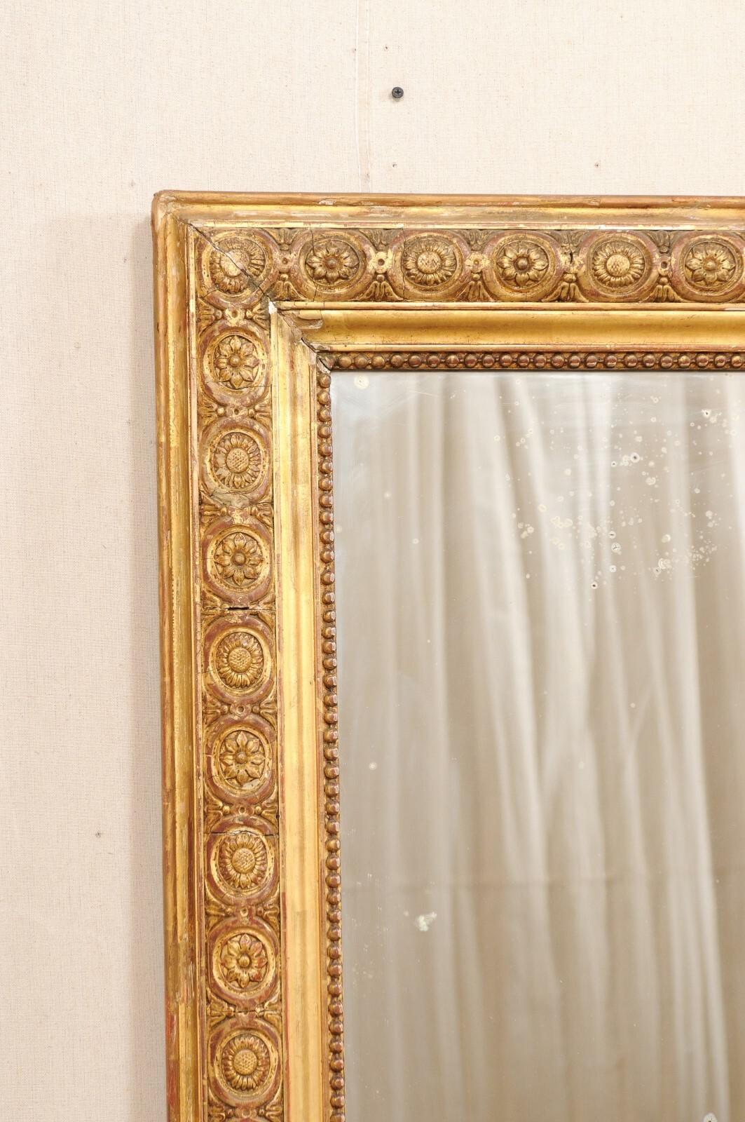 French 19th C. Nicely-Trimmed & Gilt Wood Mirror, 6+ Ft Tall For Sale 7