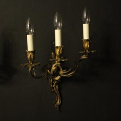 French 19th Century Pair of Triple Arm Antique Wall Sconces