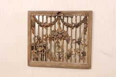 French 19th C. Panel Decorated in Grapes & Floral Bouquet w/Mirror Background