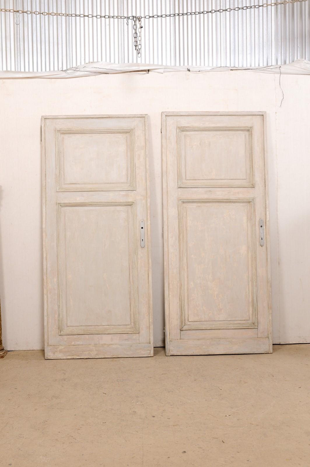 French 19th C. Raised-Panel Wood Doors 'A Set of two Single Doors' For Sale 7