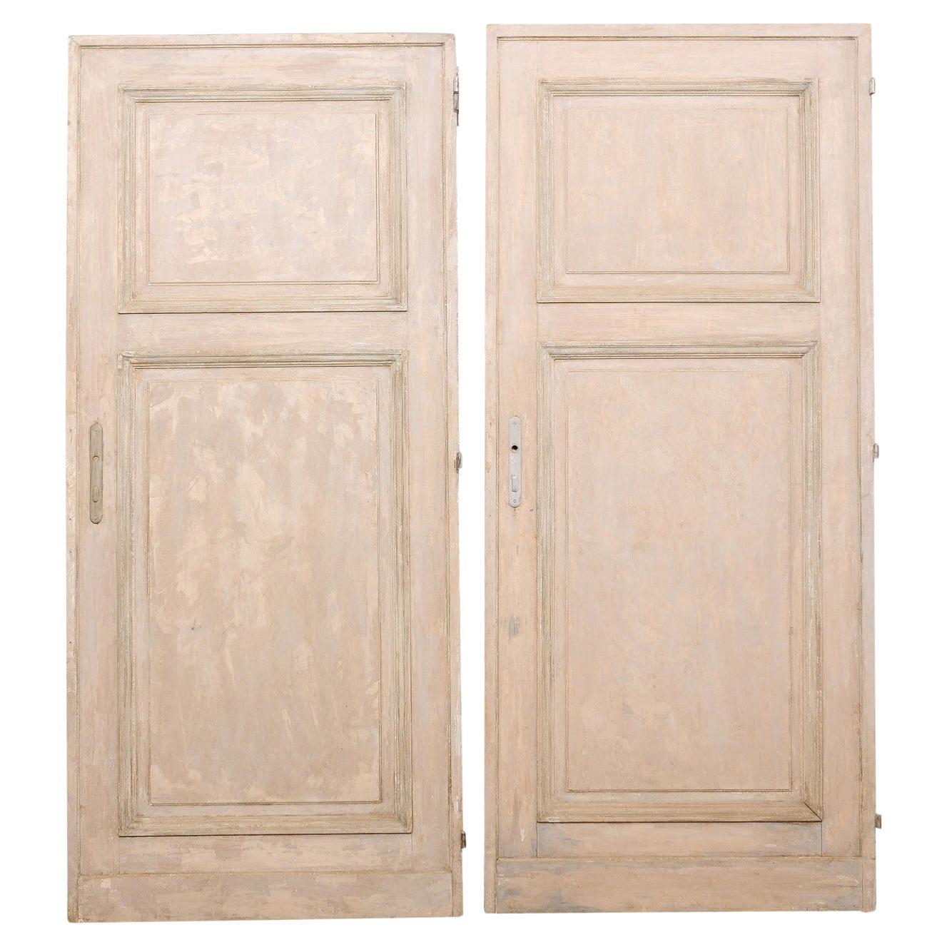 French 19th C. Raised-Panel Wood Doors 'A Set of two Single Doors' For Sale