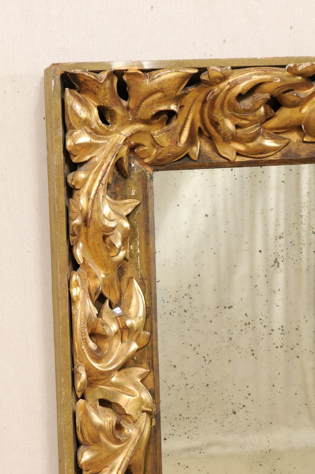 French 19th Century Rectangular-Shaped, Rococo Carved and Giltwood Mirror In Good Condition For Sale In Atlanta, GA