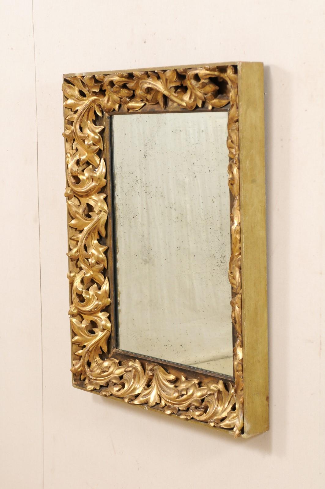 French 19th Century Rectangular-Shaped, Rococo Carved and Giltwood Mirror For Sale 5