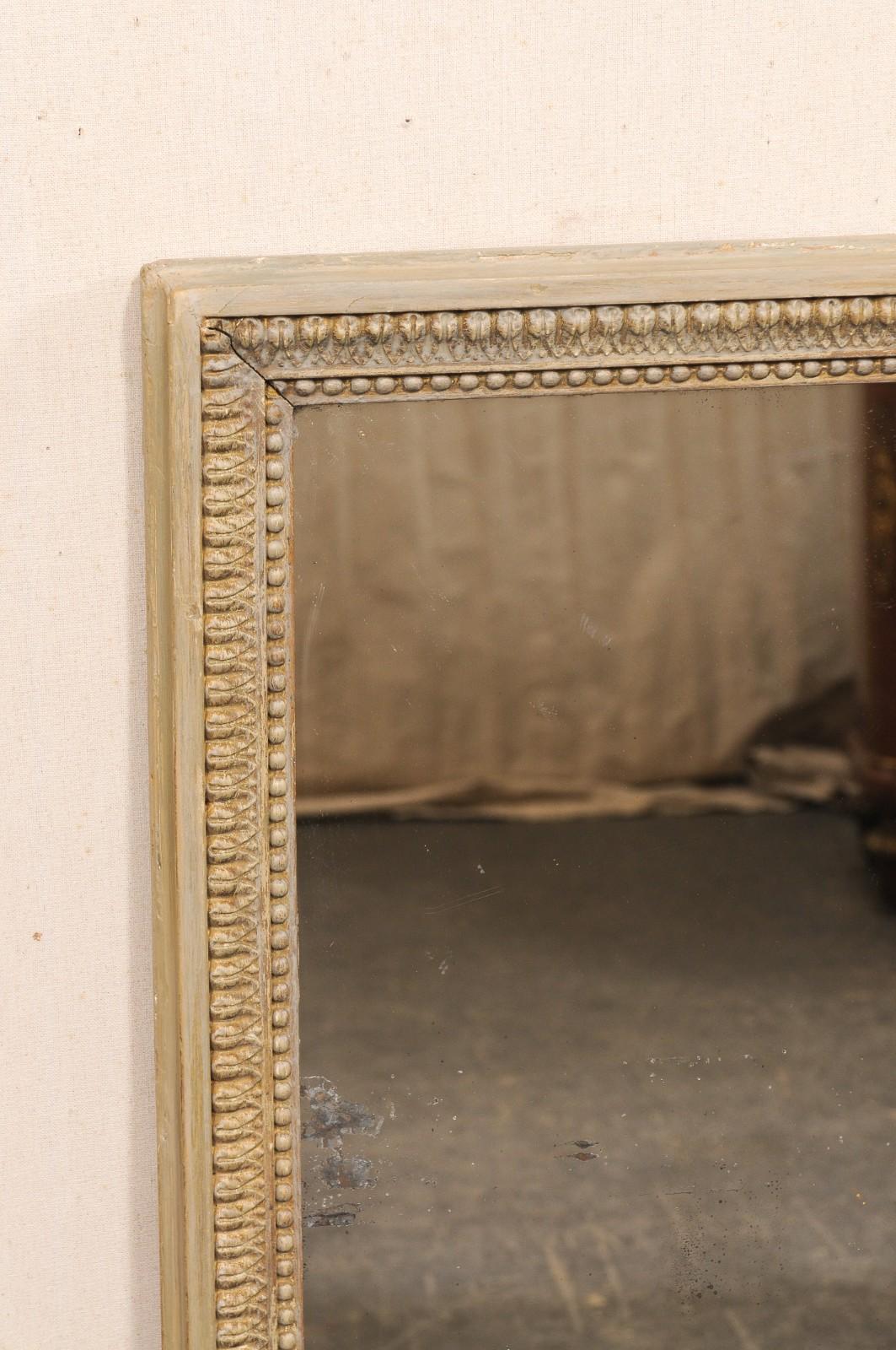 French 19th C Rectangular Wall Mirror, 4 Ft Tall In Good Condition For Sale In Atlanta, GA