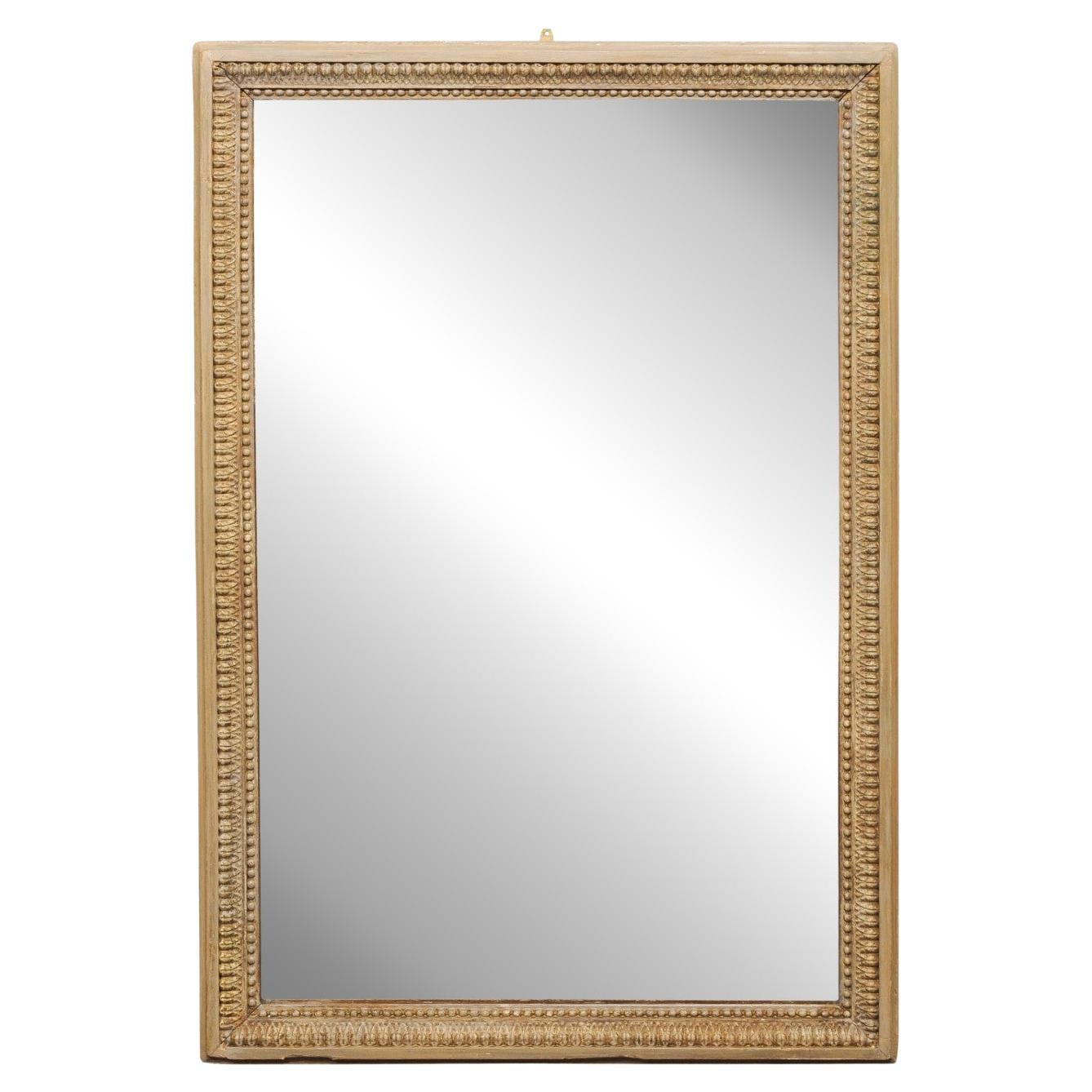 Specchio da parete rettangolare francese del 19° secolo, alto 4 piedi