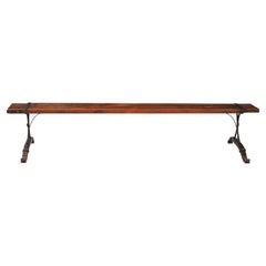 French 19th. C School House Wood Slat Bench