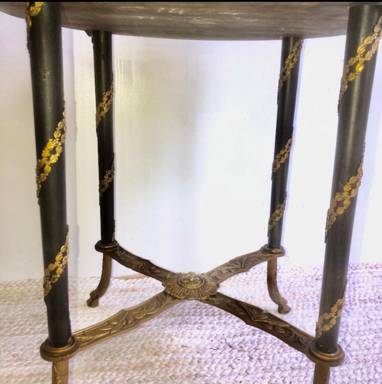 French 19th C Signed Bronze Ormolu Hoof Foot Round Bouillotte Occasional Table 4