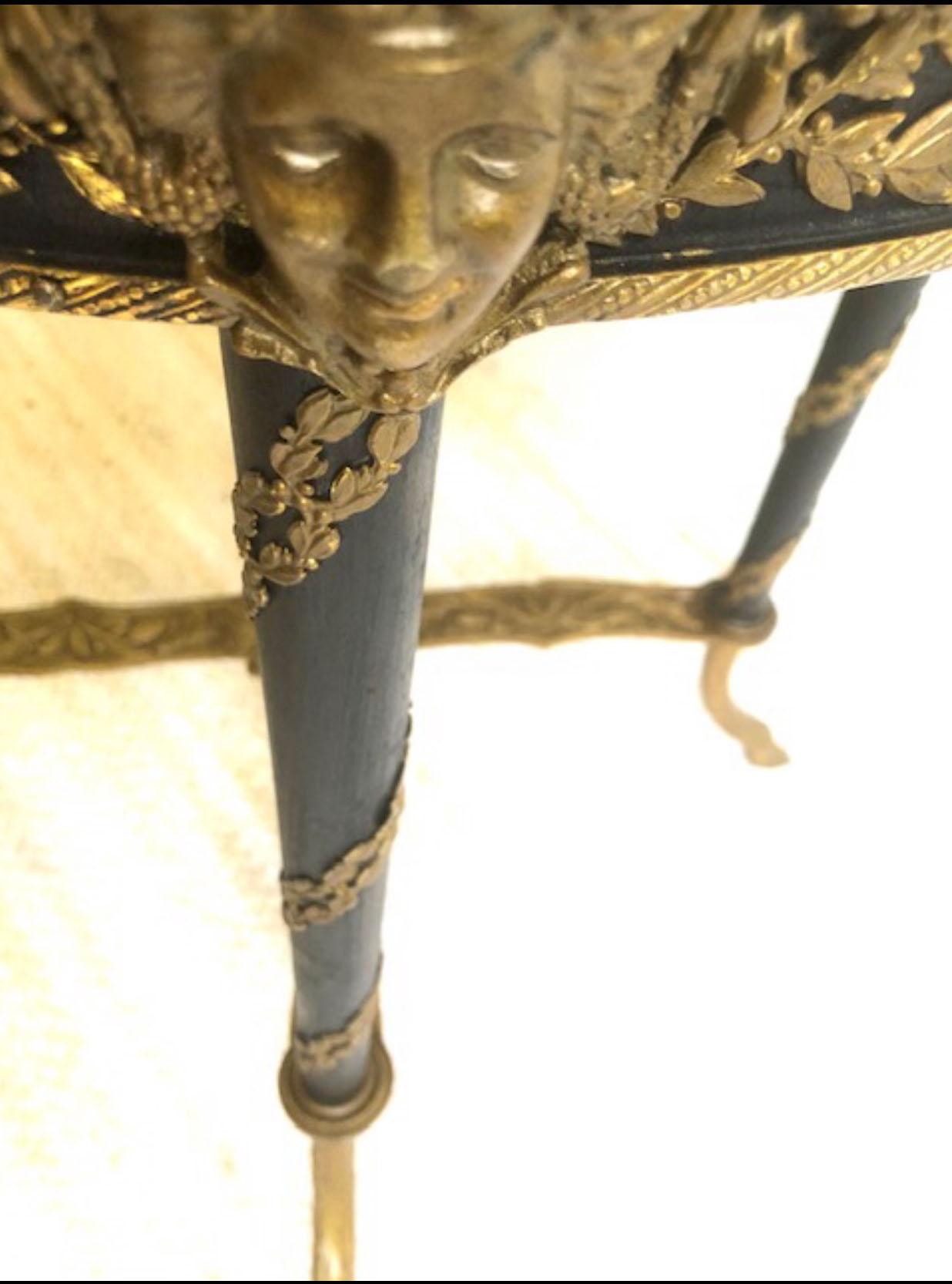 Marble French 19th C Signed Bronze Ormolu Hoof Foot Round Bouillotte Occasional Table