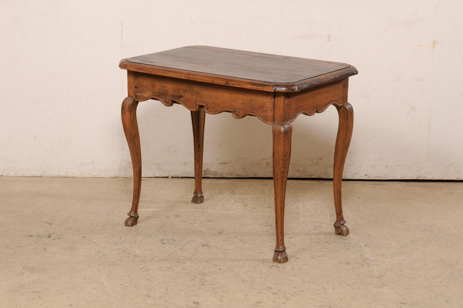 French 19th c. Smaller-Sized Table w/Drawer, All Sides Carved & Hoof Feet For Sale 5