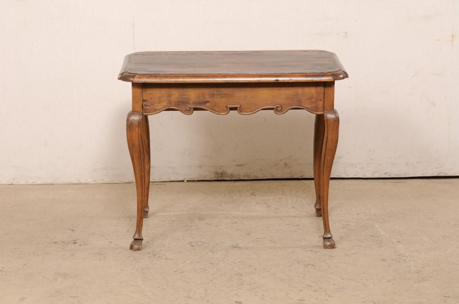 French 19th c. Smaller-Sized Table w/Drawer, All Sides Carved & Hoof Feet For Sale 6