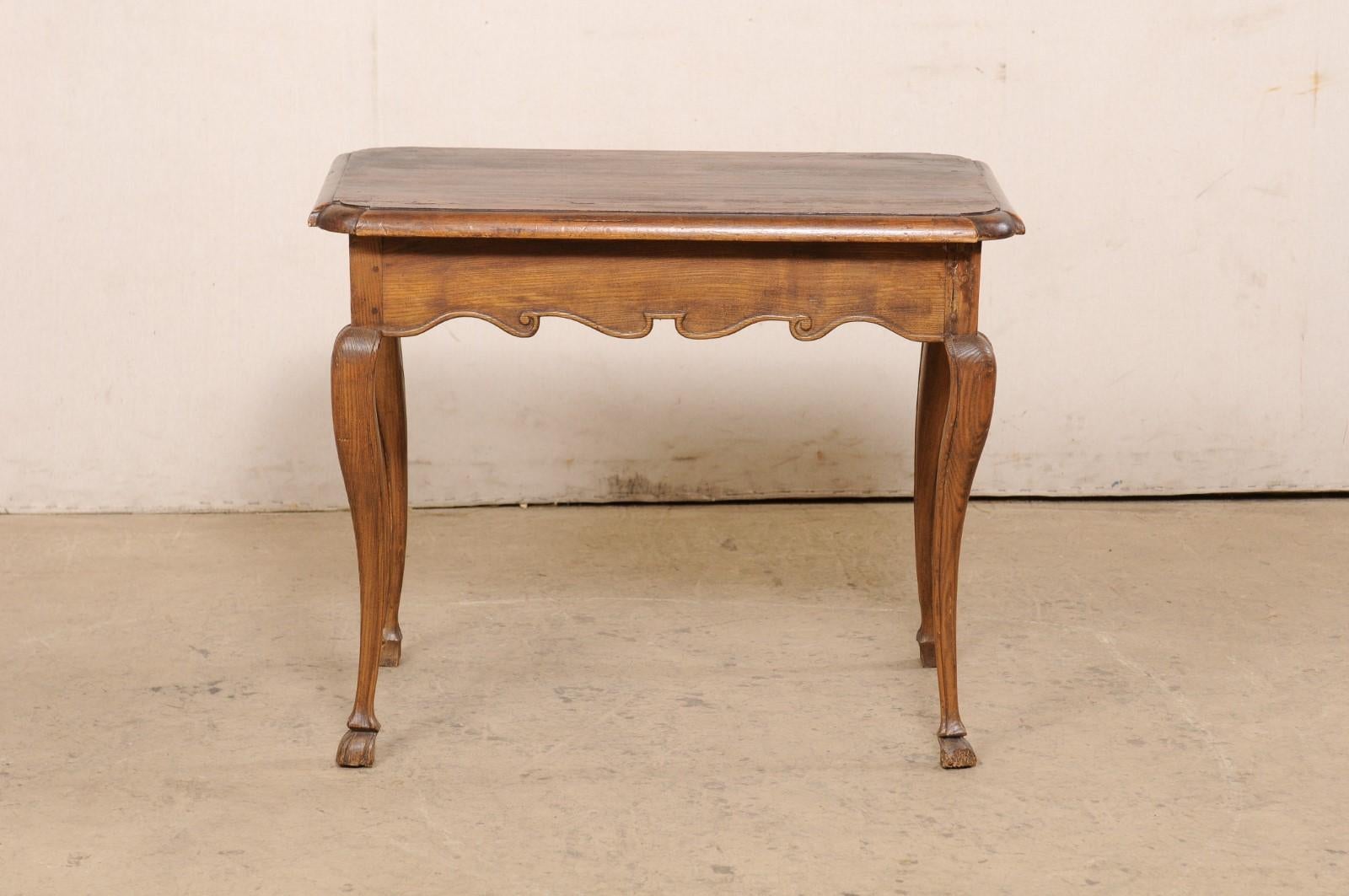 French 19th c. Smaller-Sized Table w/Drawer, All Sides Carved & Hoof Feet For Sale 4