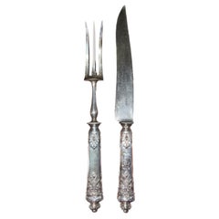 French 19th C. Sterling Silver Carving Set Hallmarked Paris