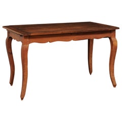French 19th C. Table w/Scalloped Apron & Single Drawer
