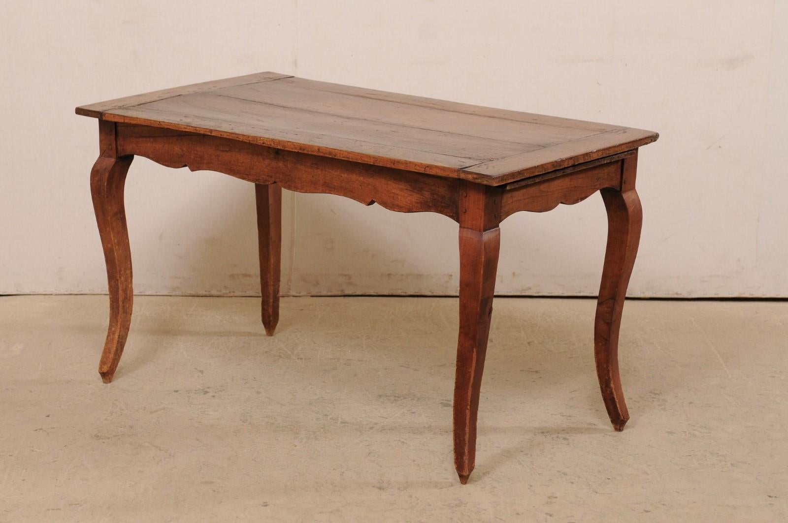 Fruitwood French 19th C. Table w/Scalloped Apron & Single Drawer