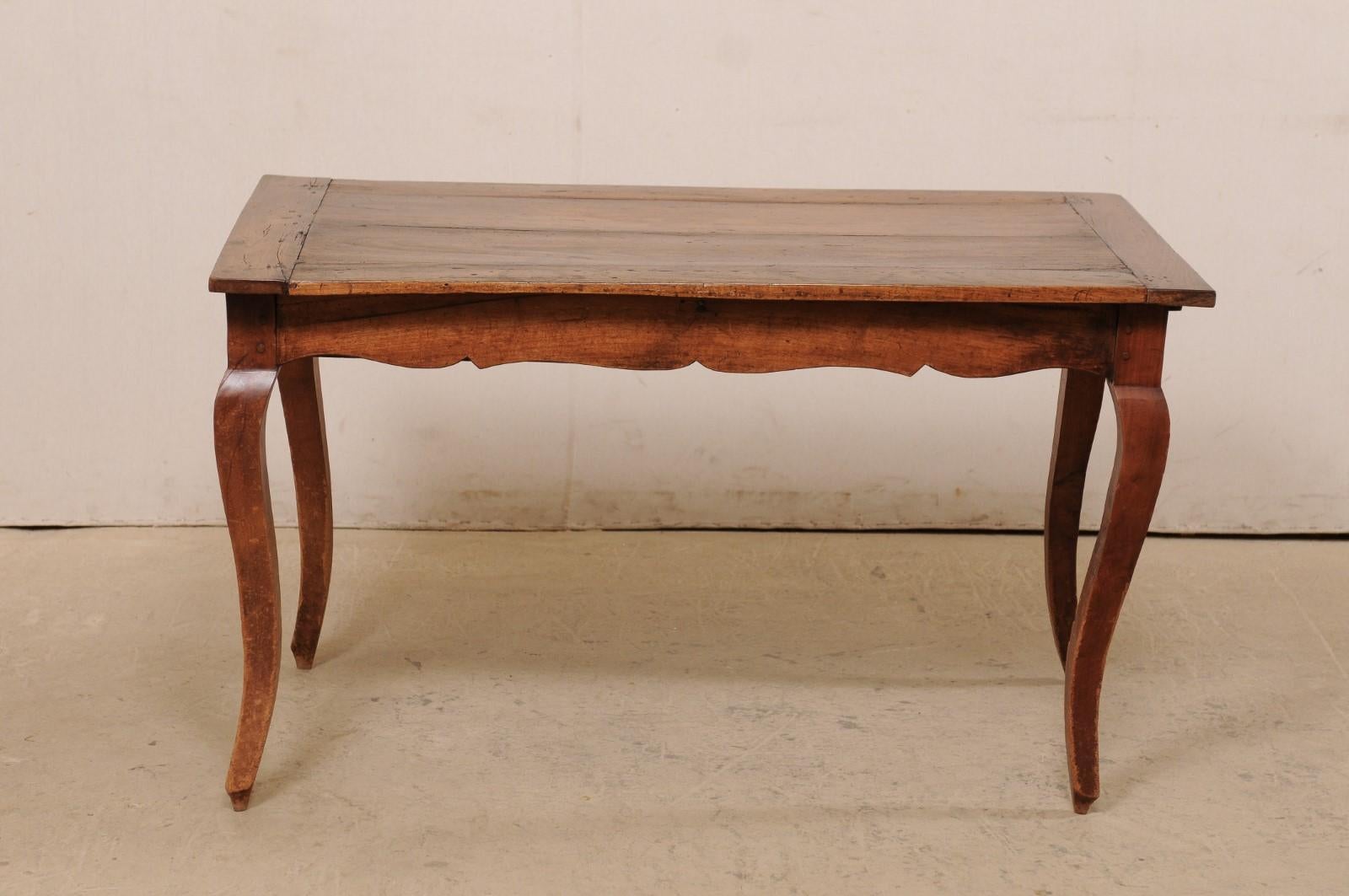 French 19th C. Table w/Scalloped Apron & Single Drawer 1