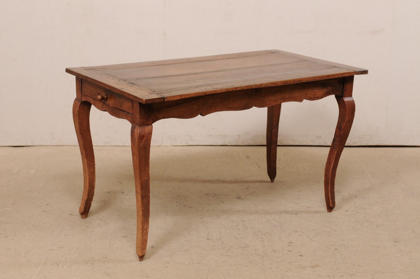 French 19th C. Table w/Scalloped Apron & Single Drawer 2