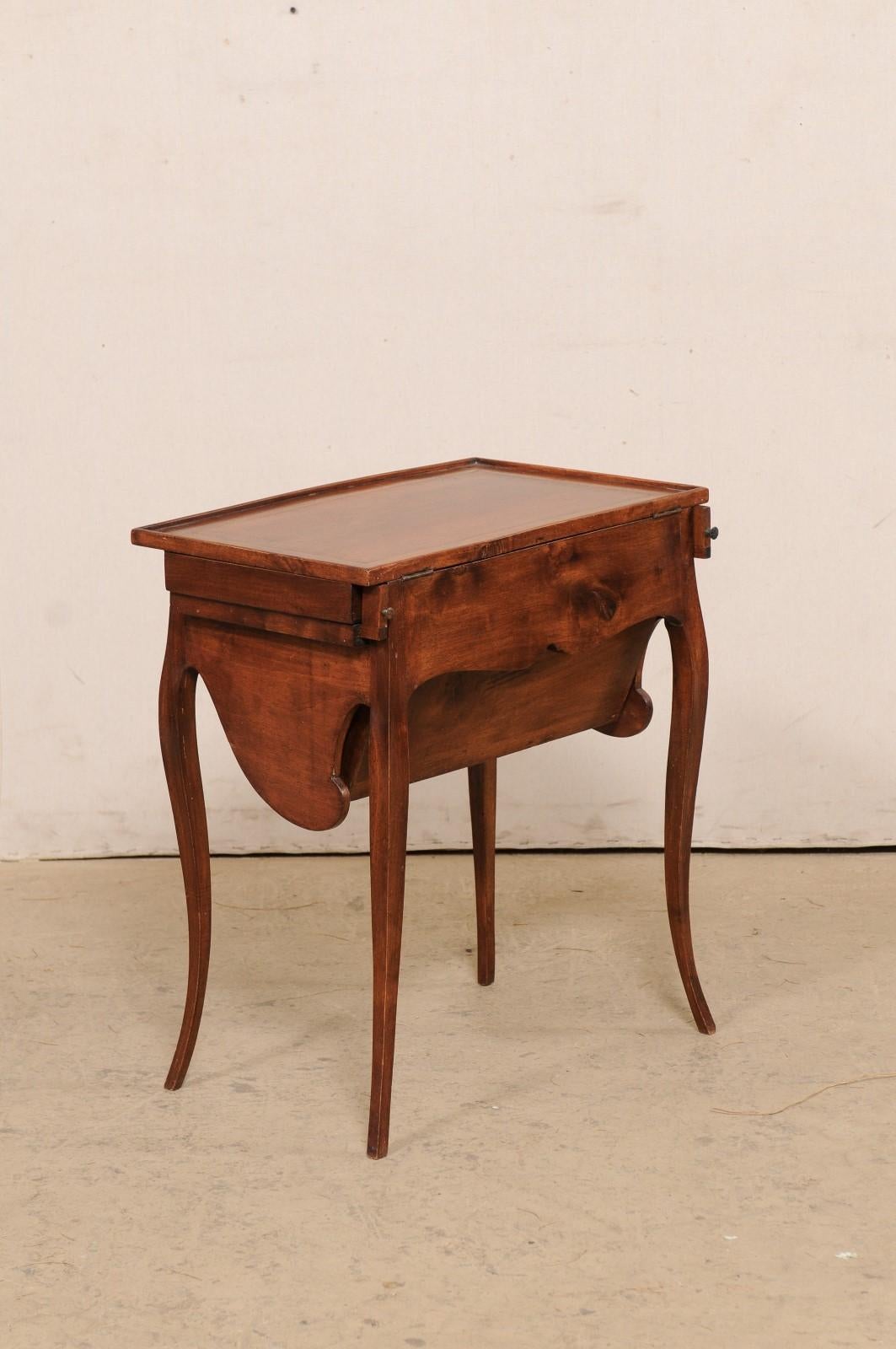 French 19th C. Table w/ Unusual & Creative Drop Down Storage-Great for Crafting 1