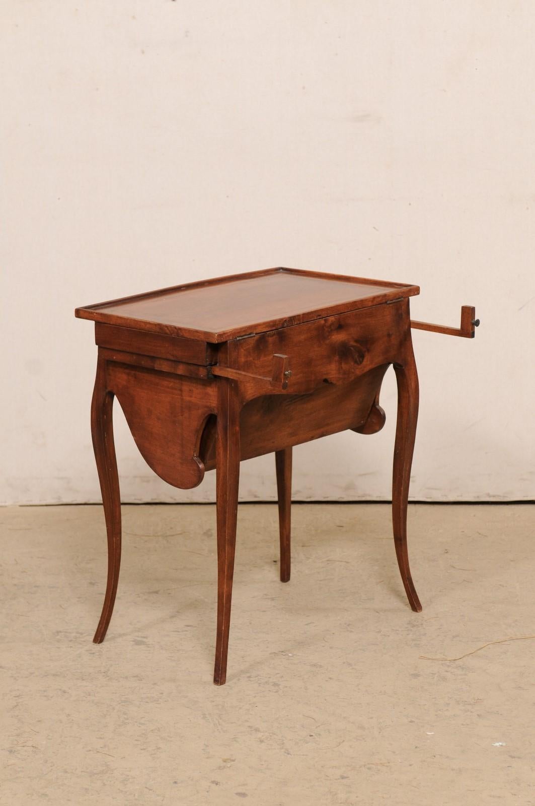 French 19th C. Table w/ Unusual & Creative Drop Down Storage-Great for Crafting 2