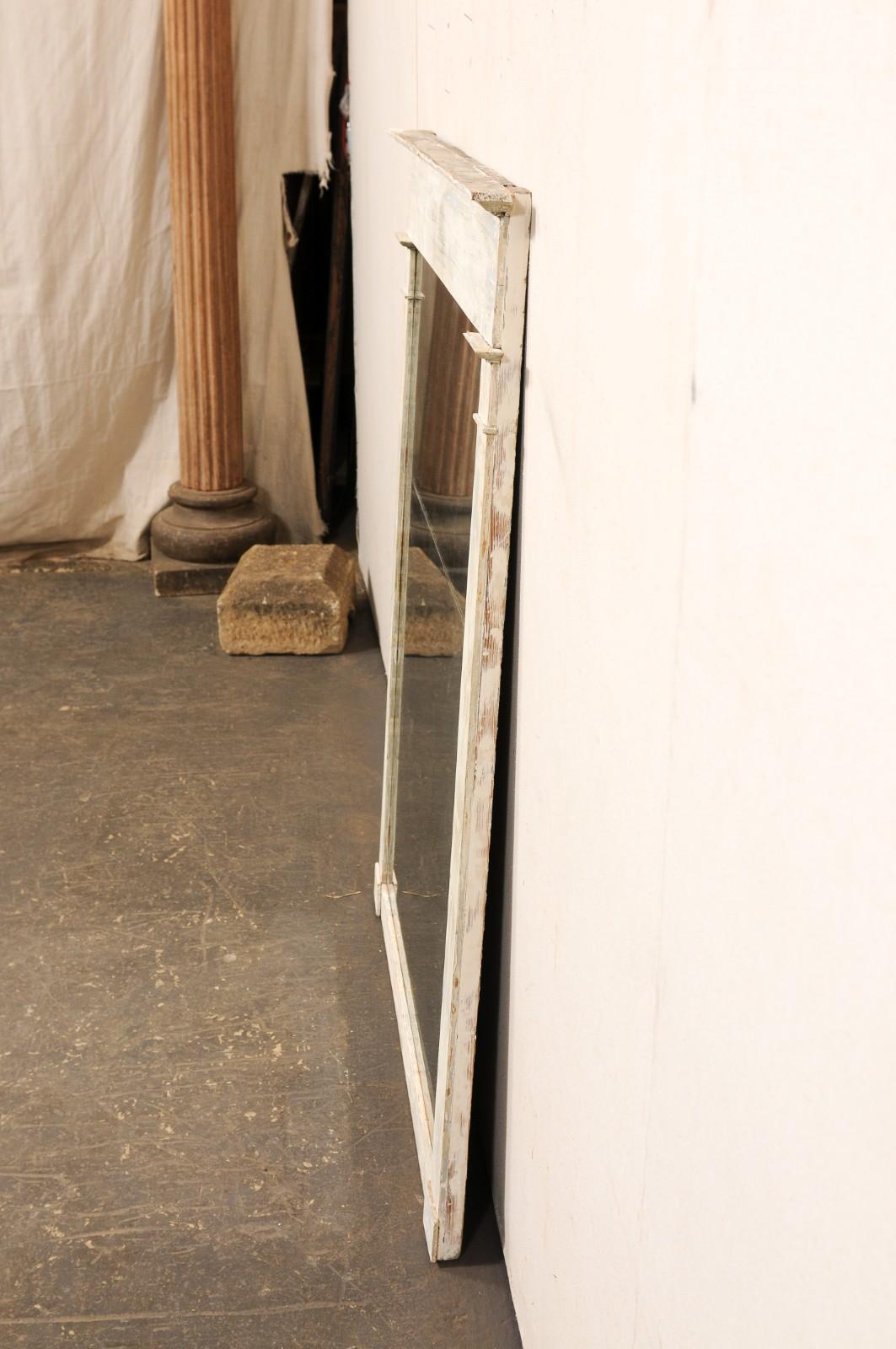French 19th C. Tall Wall Mirror w/Original 2-Piece Glass en vente 4