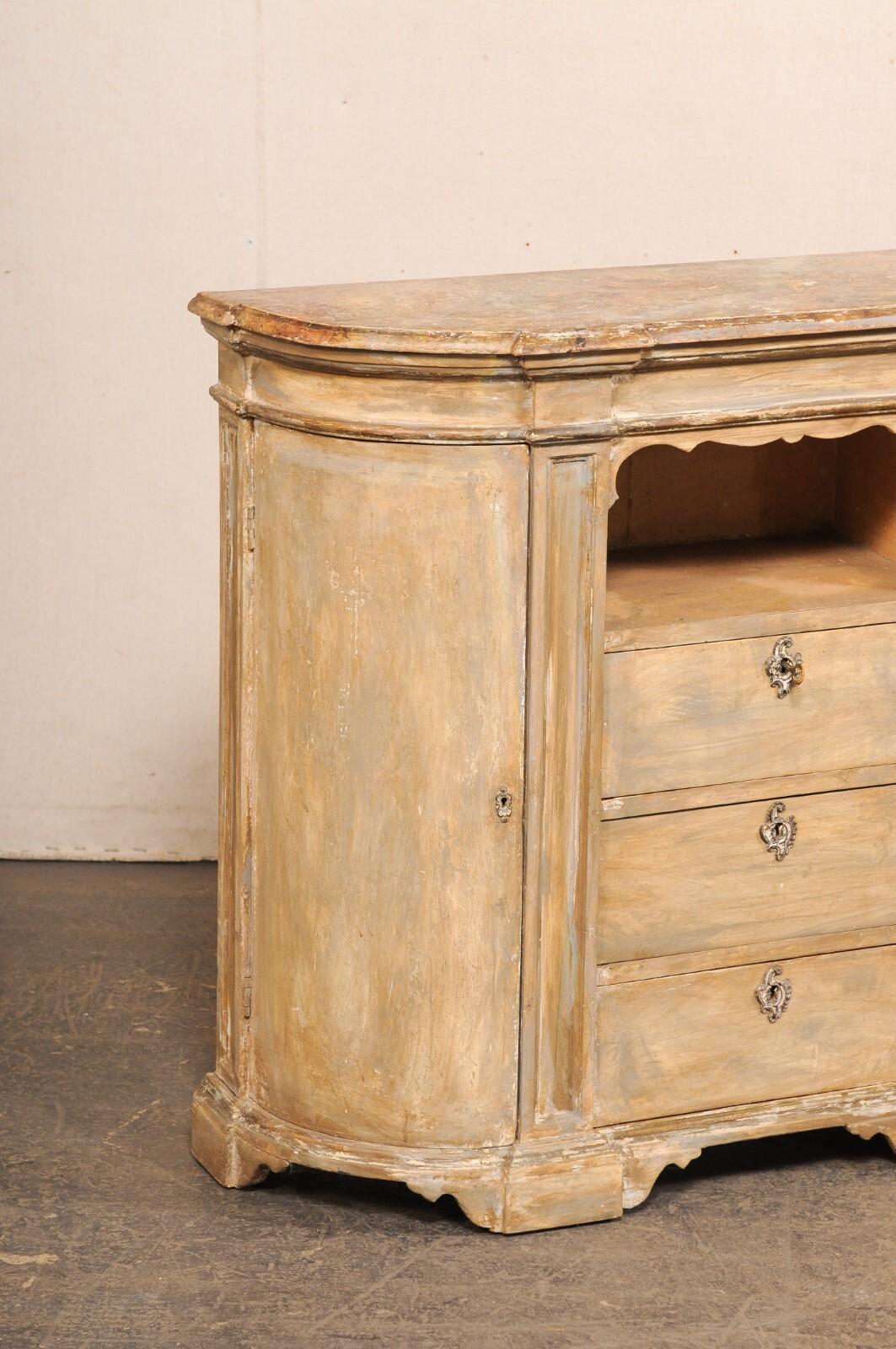 Francese Demi-Console francese in legno del 19° secolo con piano dipinto in finto marmo - una bella dimensione! in vendita