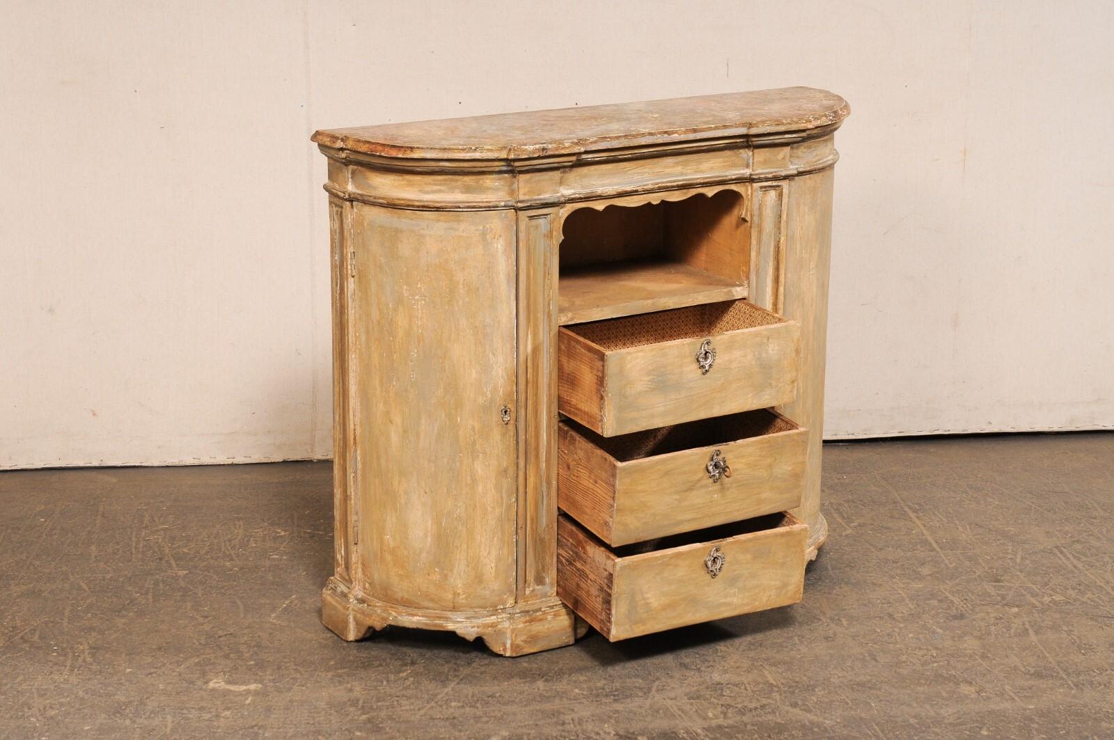 Demi-Console francese in legno del 19° secolo con piano dipinto in finto marmo - una bella dimensione! In condizioni buone in vendita a Atlanta, GA