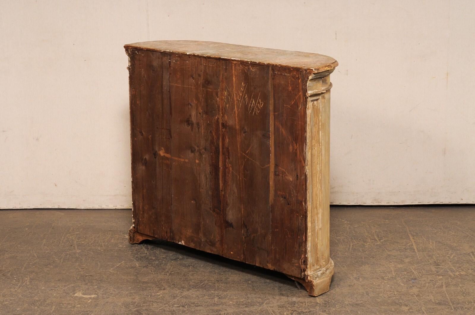 Demi-Console francese in legno del 19° secolo con piano dipinto in finto marmo - una bella dimensione! in vendita 2