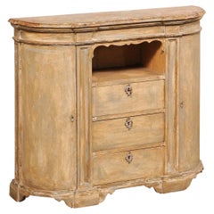 Demi-Consola francesa de madera del s. XIX con tapa pintada de mármol de imitación- ¡Un tamaño muy mono!