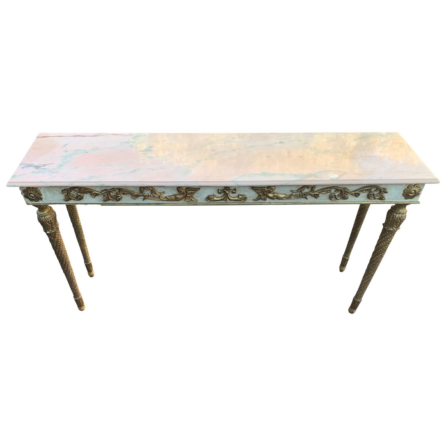 French 19th century narrow Louis XVI marble-top console table