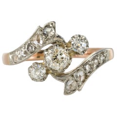 French 19th Century 0, 45 Carats Diamonds 18 Karat Rose Gold Ring