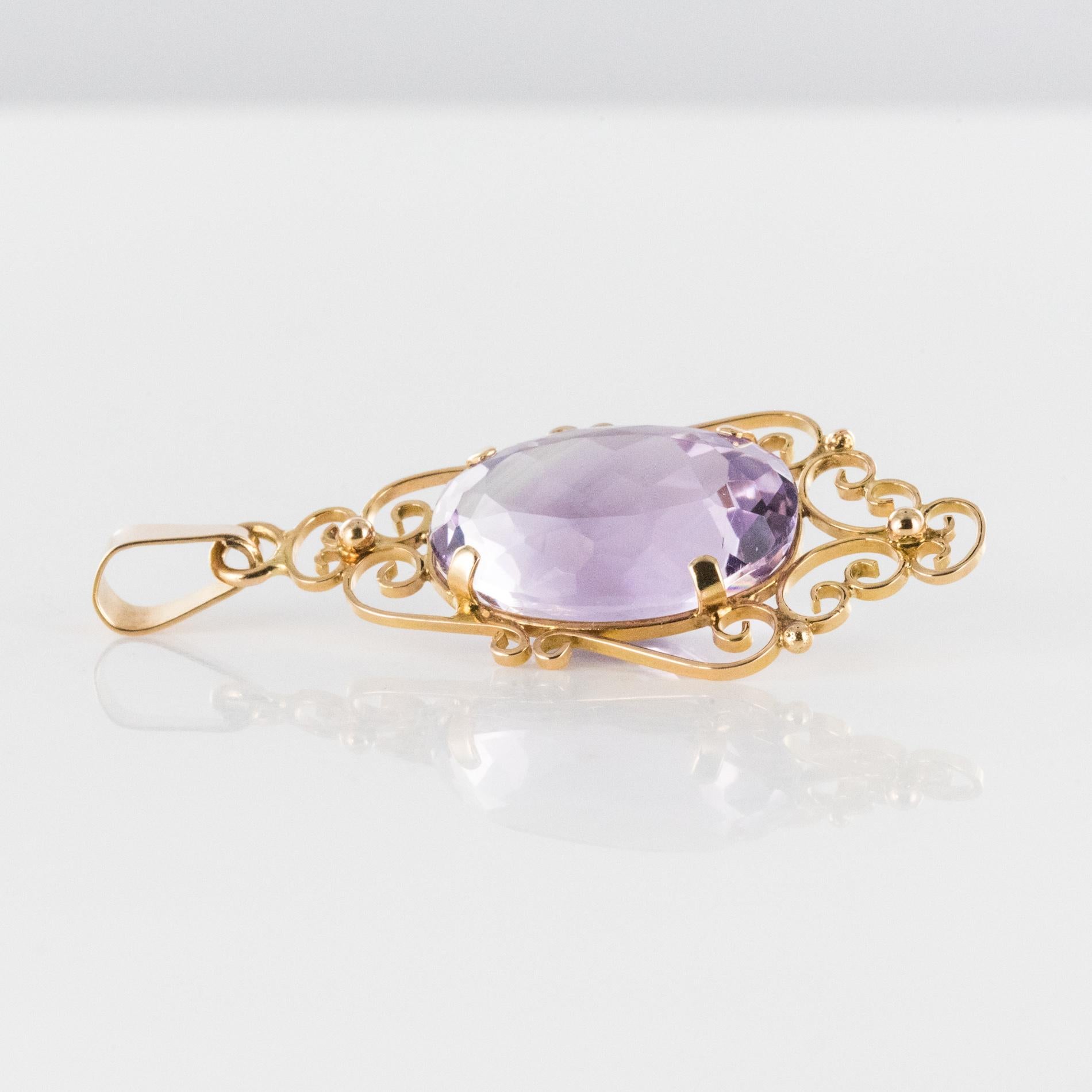 Women's French 19th Century 16.5 Carat Amethyst 18 Karat Rose Gold Pendant For Sale