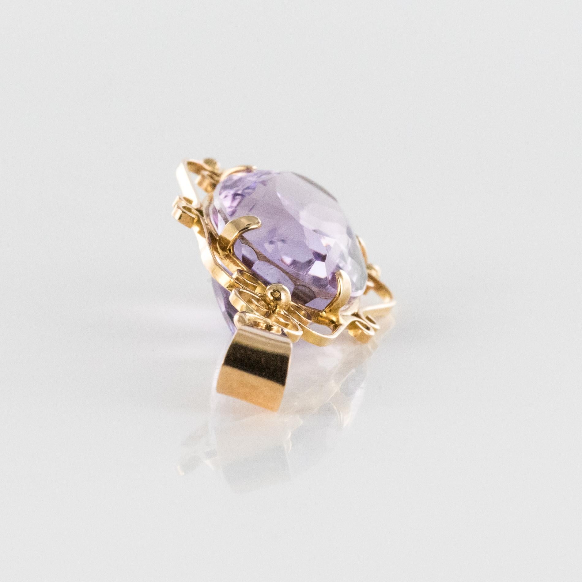 French 19th Century 16.5 Carat Amethyst 18 Karat Rose Gold Pendant For Sale 2