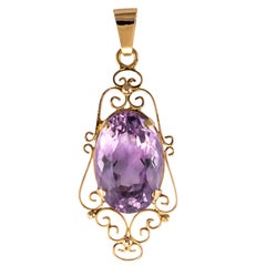 Pendentif en or rose 18 carats avec améthyste 16,5 carats du XIXe siècle