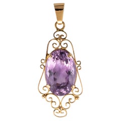 French 19th Century 16.5 Carat Amethyst 18 Karat Rose Gold Pendant
