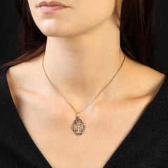 French 19th Century 18 Karat Four Gold Colors Chalice Medal Pendant