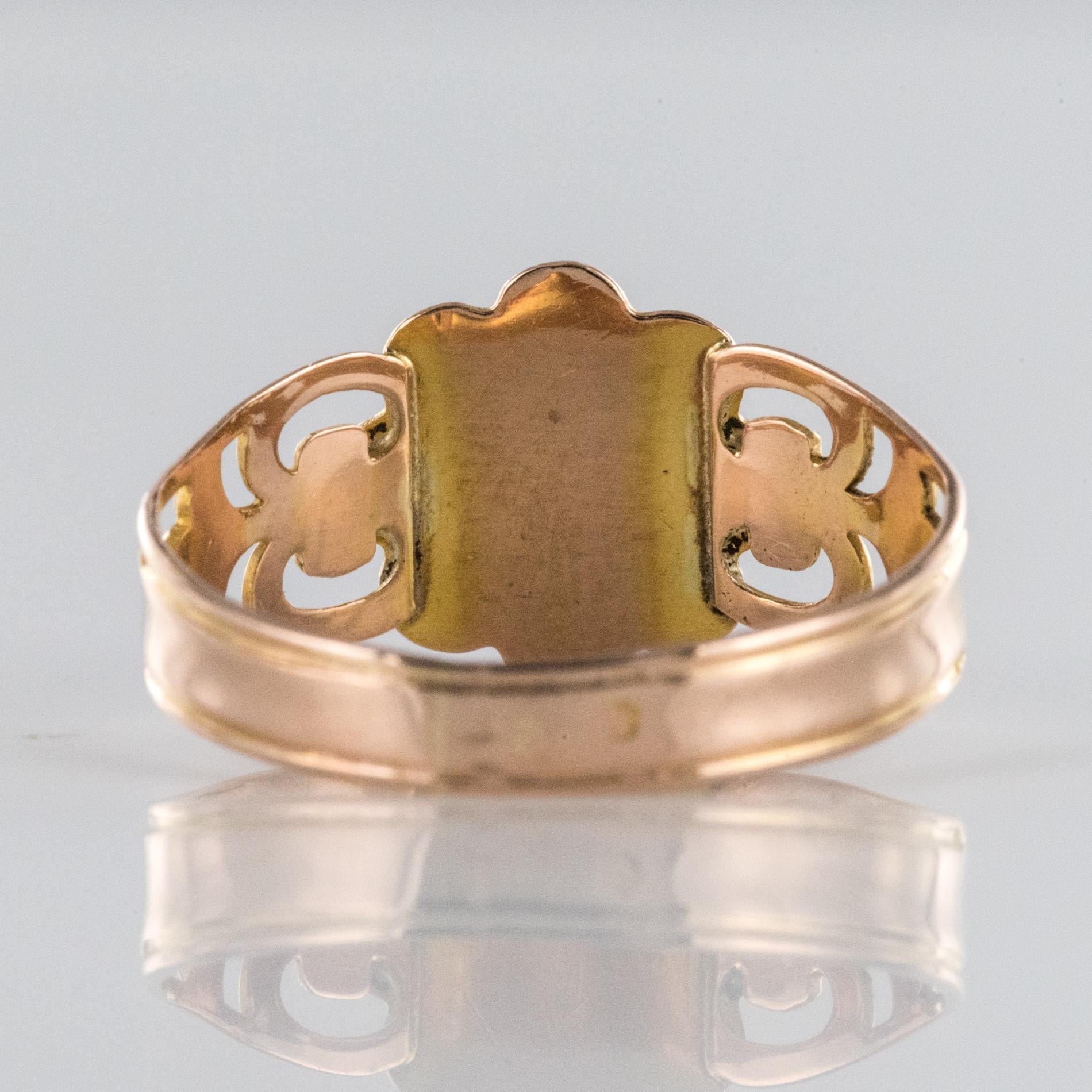 French 19th Century 18 Karat Rose and Yellow Gold Promise Ring 4