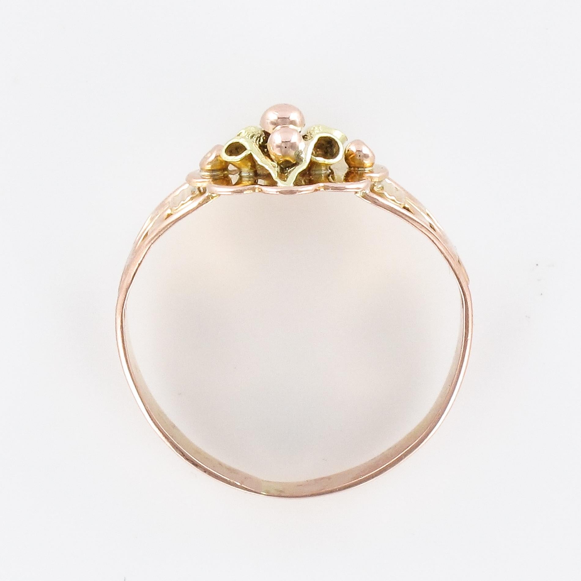 French 19th Century 18 Karat Rose and Yellow Gold Promise Ring 7