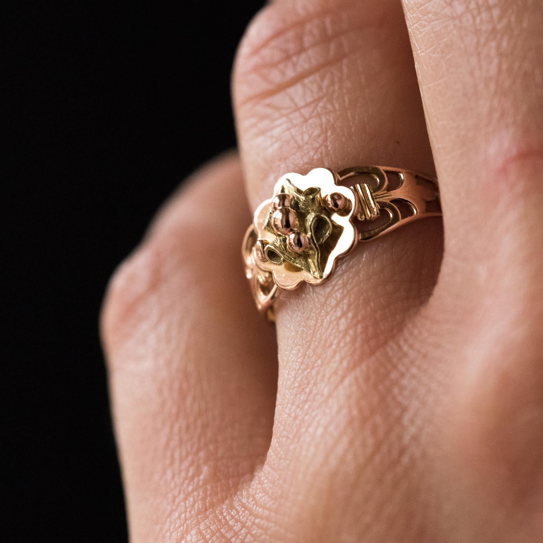 French 19th Century 18 Karat Rose and Yellow Gold Promise Ring In Excellent Condition In Poitiers, FR