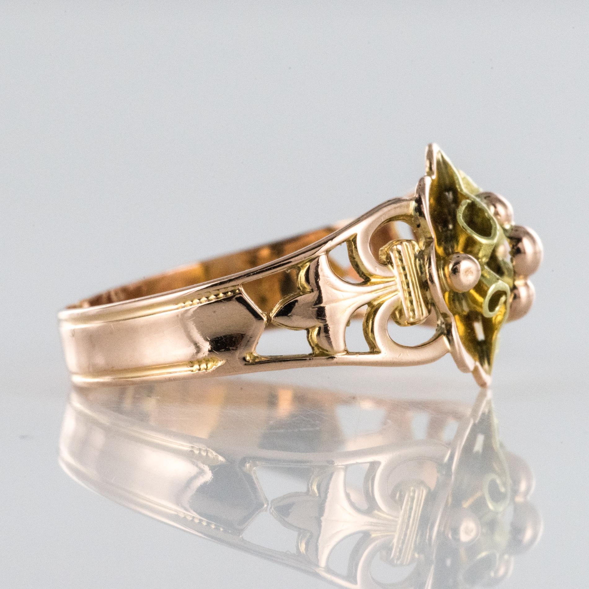 French 19th Century 18 Karat Rose and Yellow Gold Promise Ring 3
