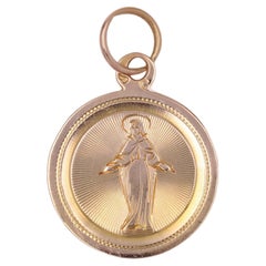 Médaille baptismal française du 19ème siècle en or rose 18 carats