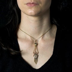 French 19th Century 18 Karat Rose Gold Chiseled Escutcheon Pendant