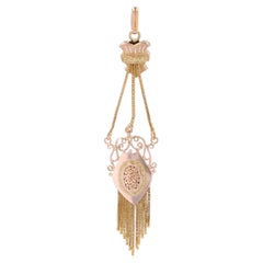 French 19th Century 18 Karat Rose Gold Chiseled Escutcheon Pendant