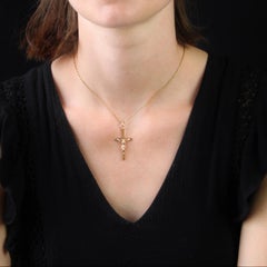 French 19th Century 18 Karat Rose Gold Christ Cross Pendant