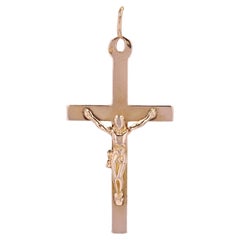 Antique French 19th Century 18 Karat Rose Gold Christ Cross Pendant