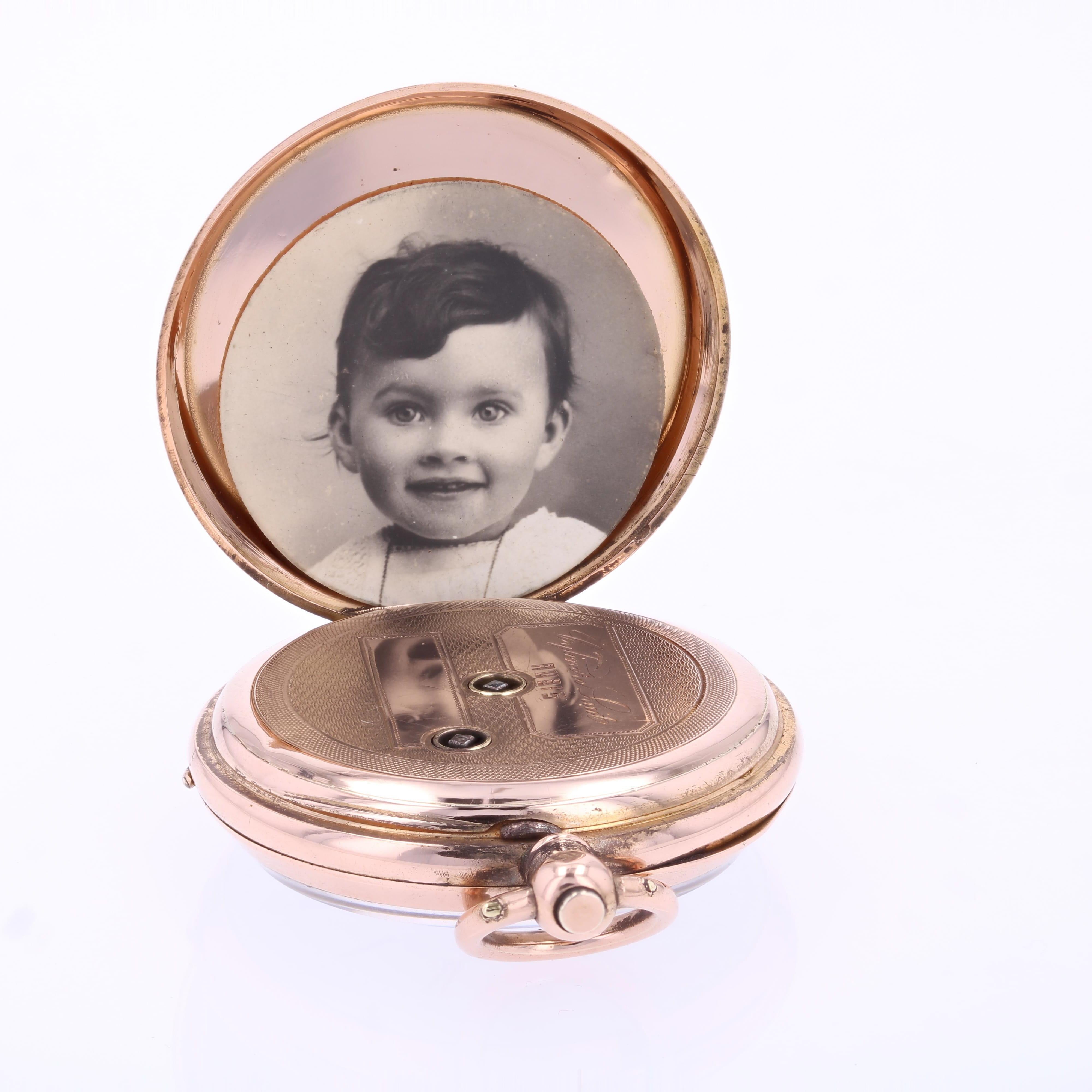 Pendentif montre de poche en or rose 18 carats français du 19e siècle en vente 6