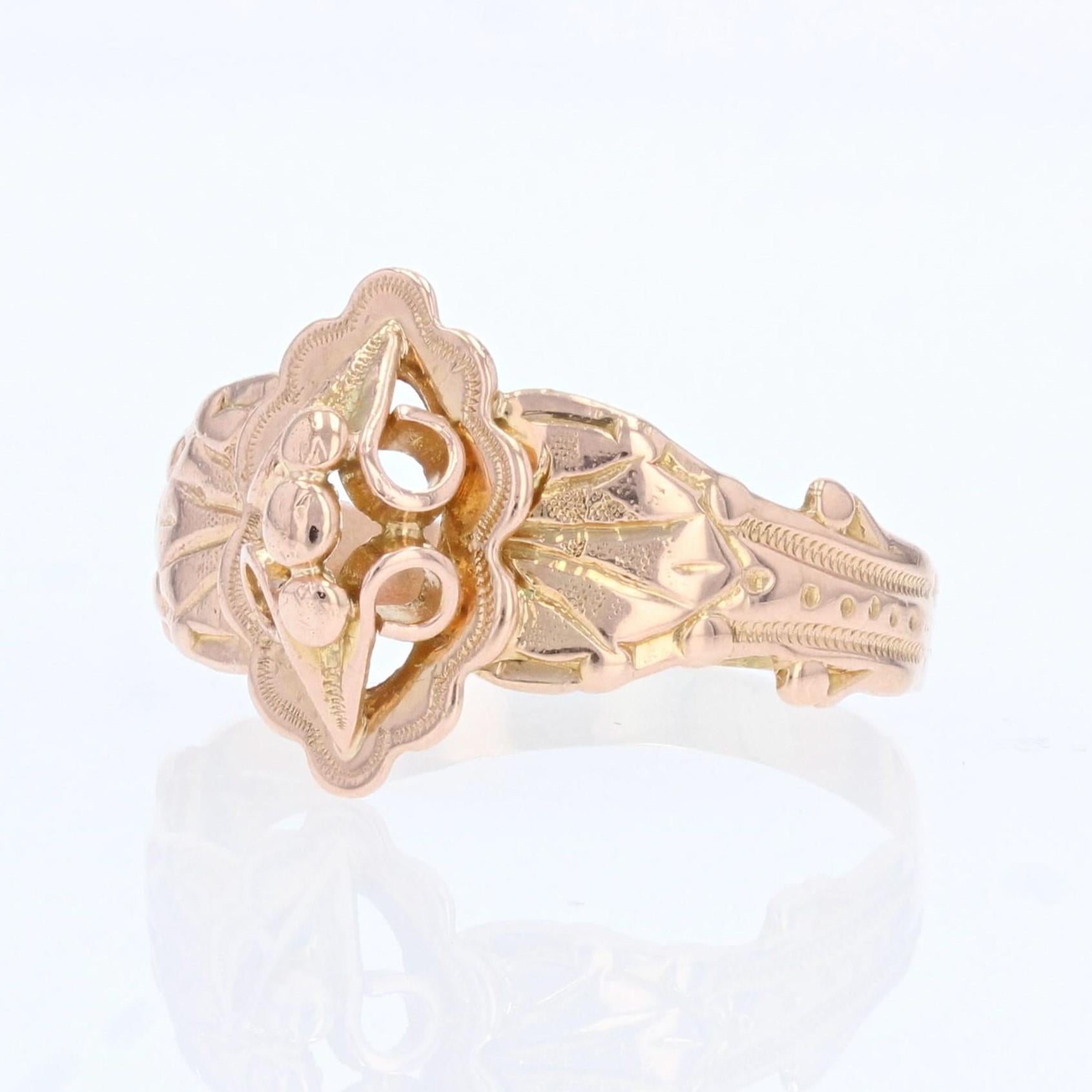 Napoleon III French 19th Century 18 Karat Rose Gold Feeling Ring For Sale