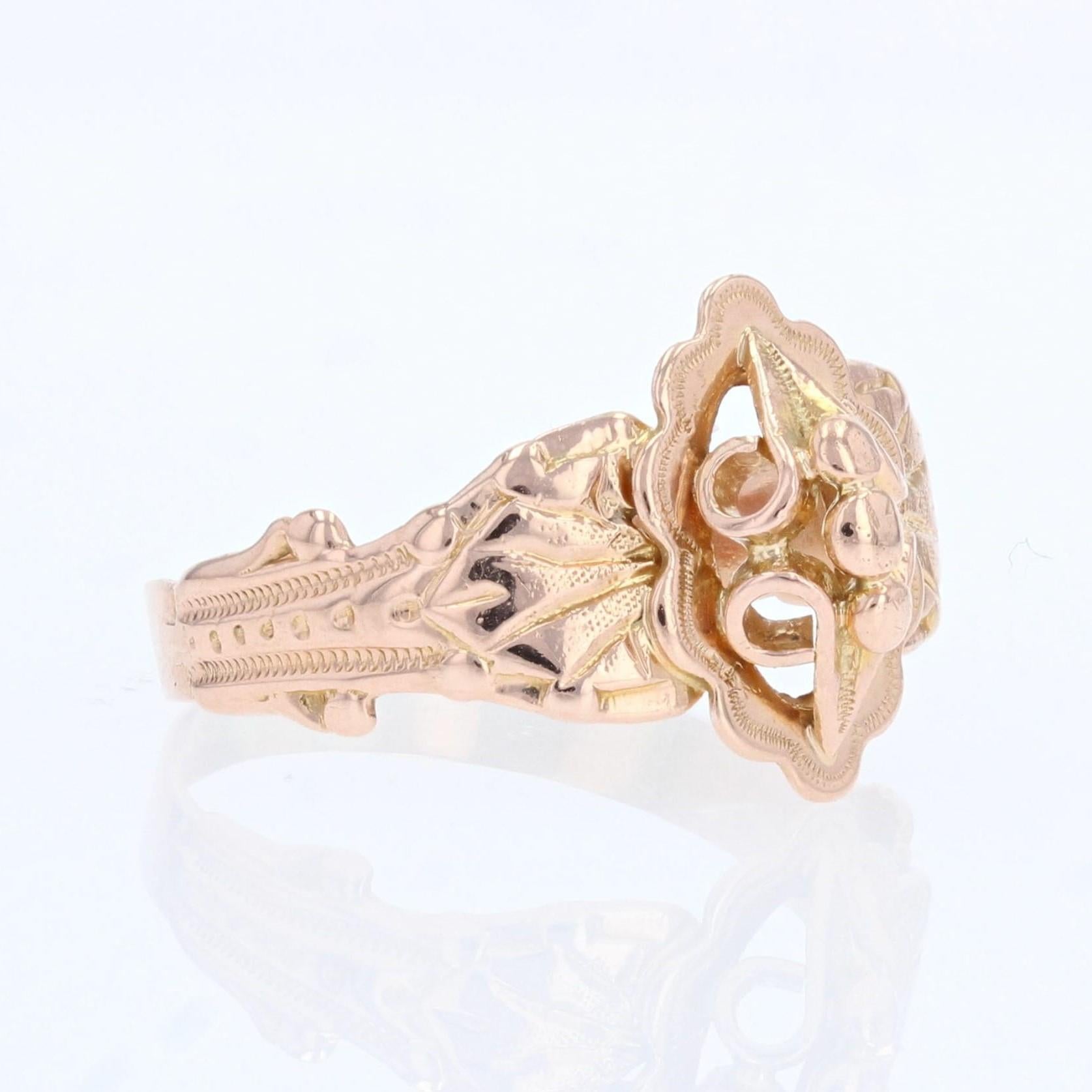 French 19th Century 18 Karat Rose Gold Feeling Ring In Good Condition For Sale In Poitiers, FR