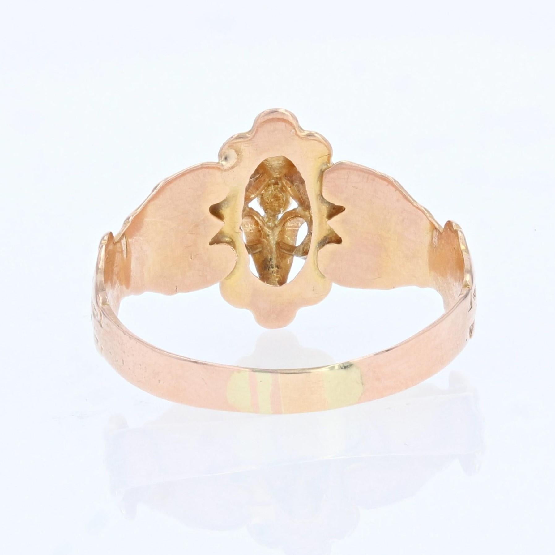 French 19th Century 18 Karat Rose Gold Feeling Ring For Sale 1