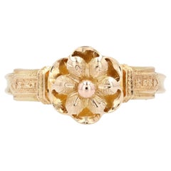 French 19th Century 18 Karat Rose Gold Flower Ring